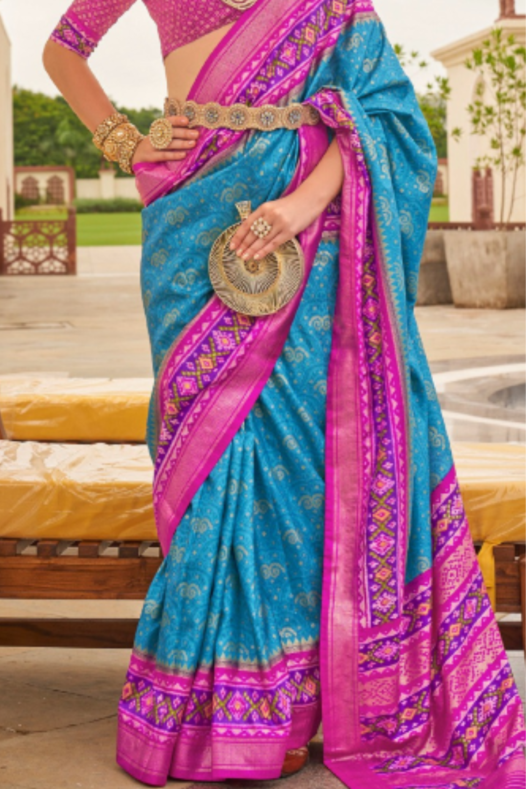 Sapphire Blue Patola Saree
