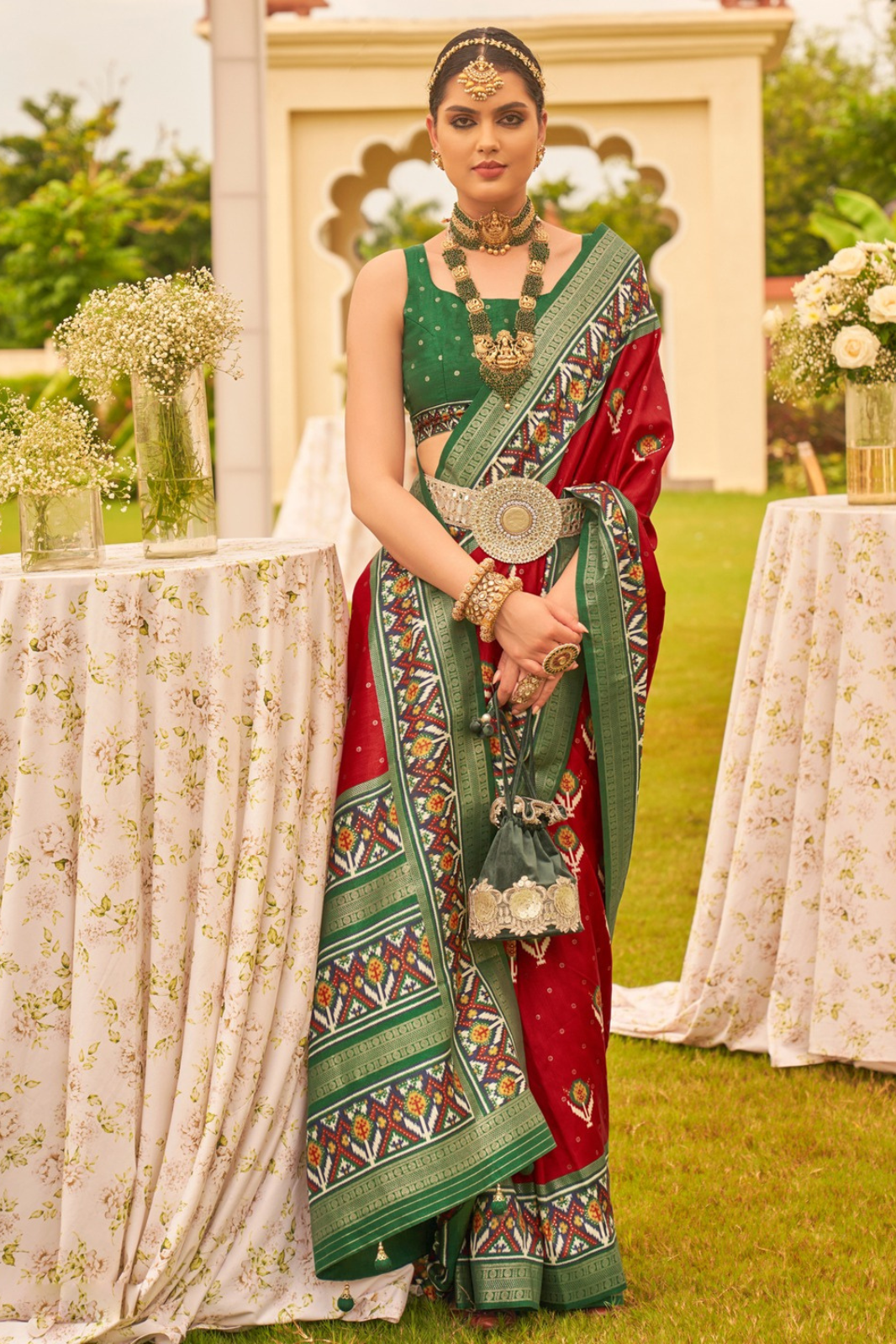 Rust Red Patola Saree