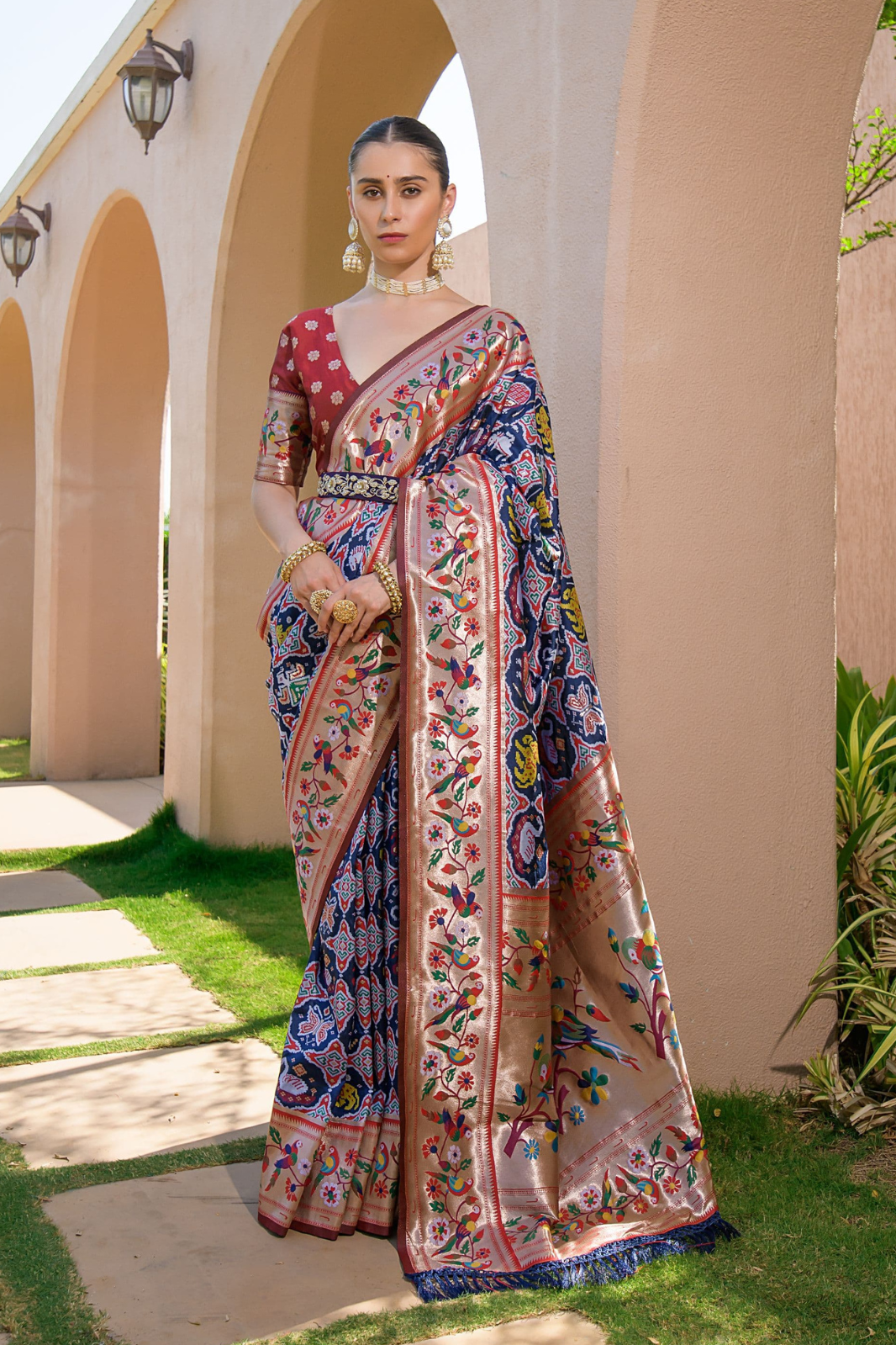 Indigo Blue Silk Patola Saree