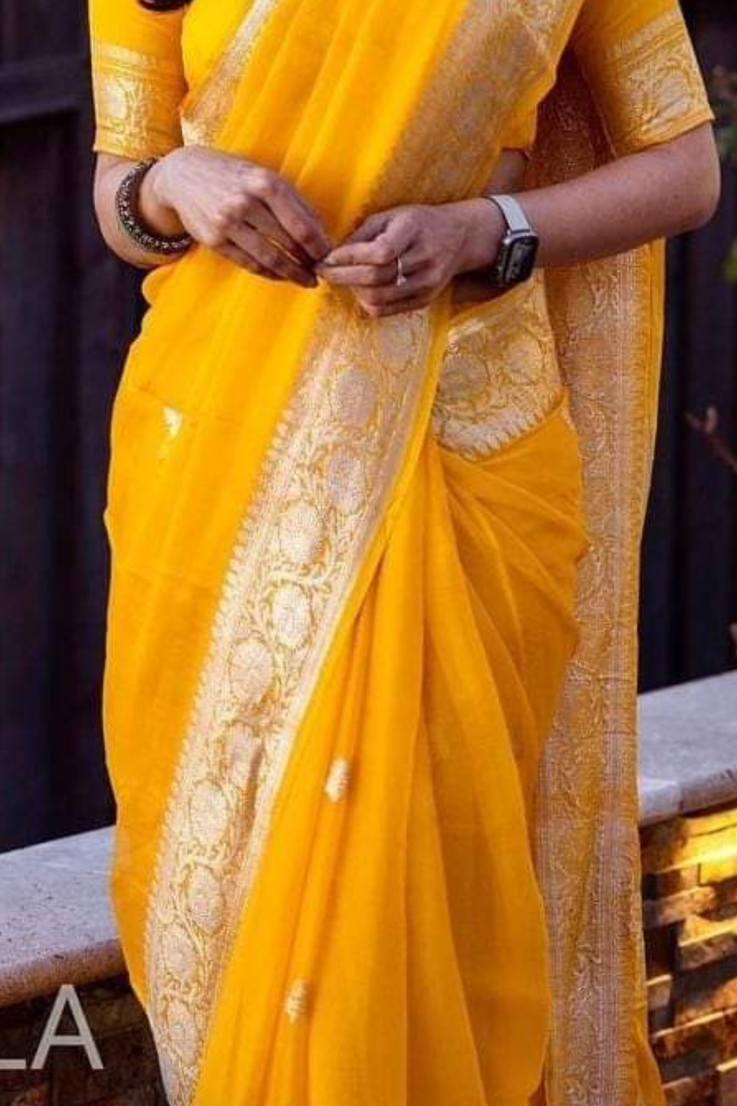 Haldi Yellow Banarasi Khaddi Georgette Saree