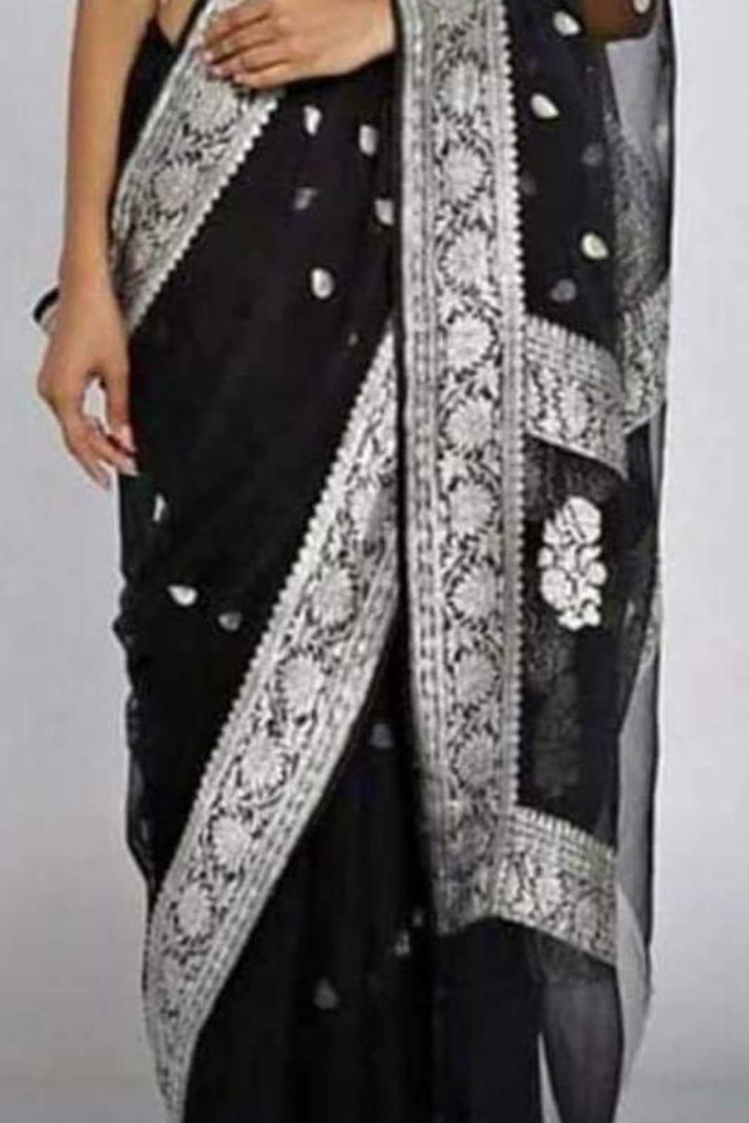 Bold Black Banarasi Khaddi Georgette Saree With Blouse