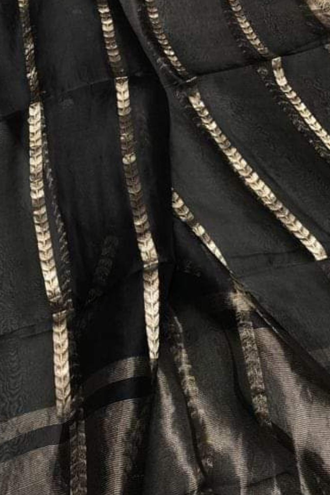 Bold Black Pure Banarasi Organzza Silk Saree