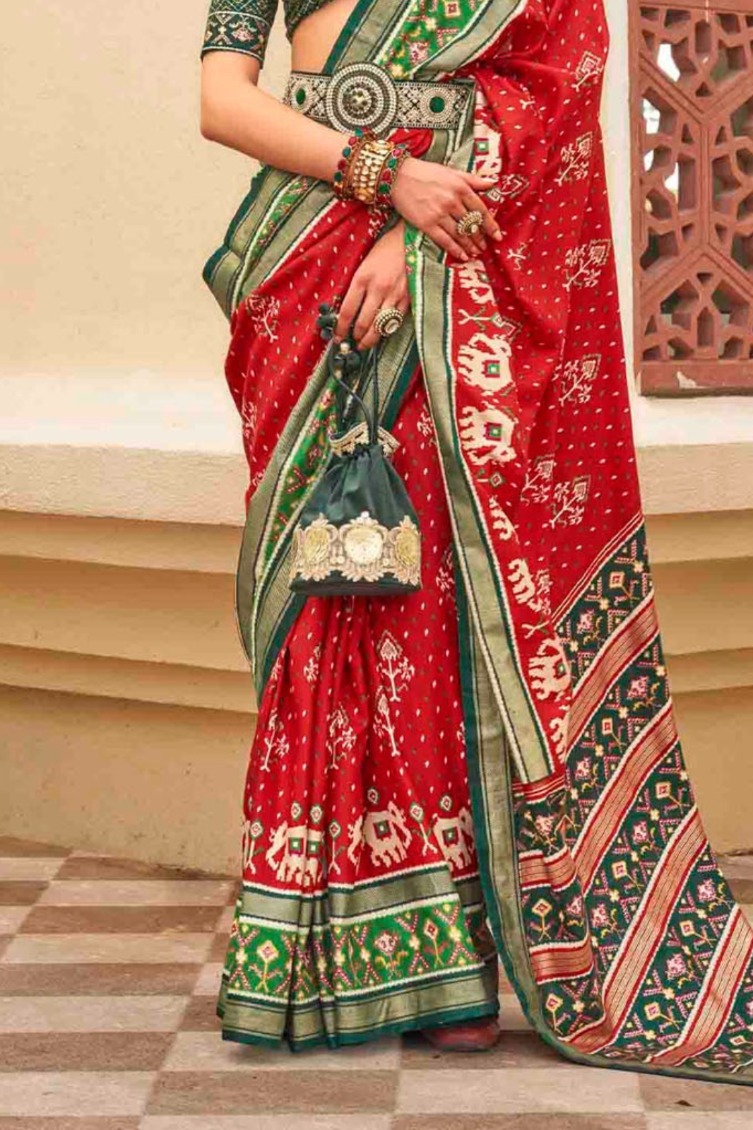 Rust Red Patola Saree