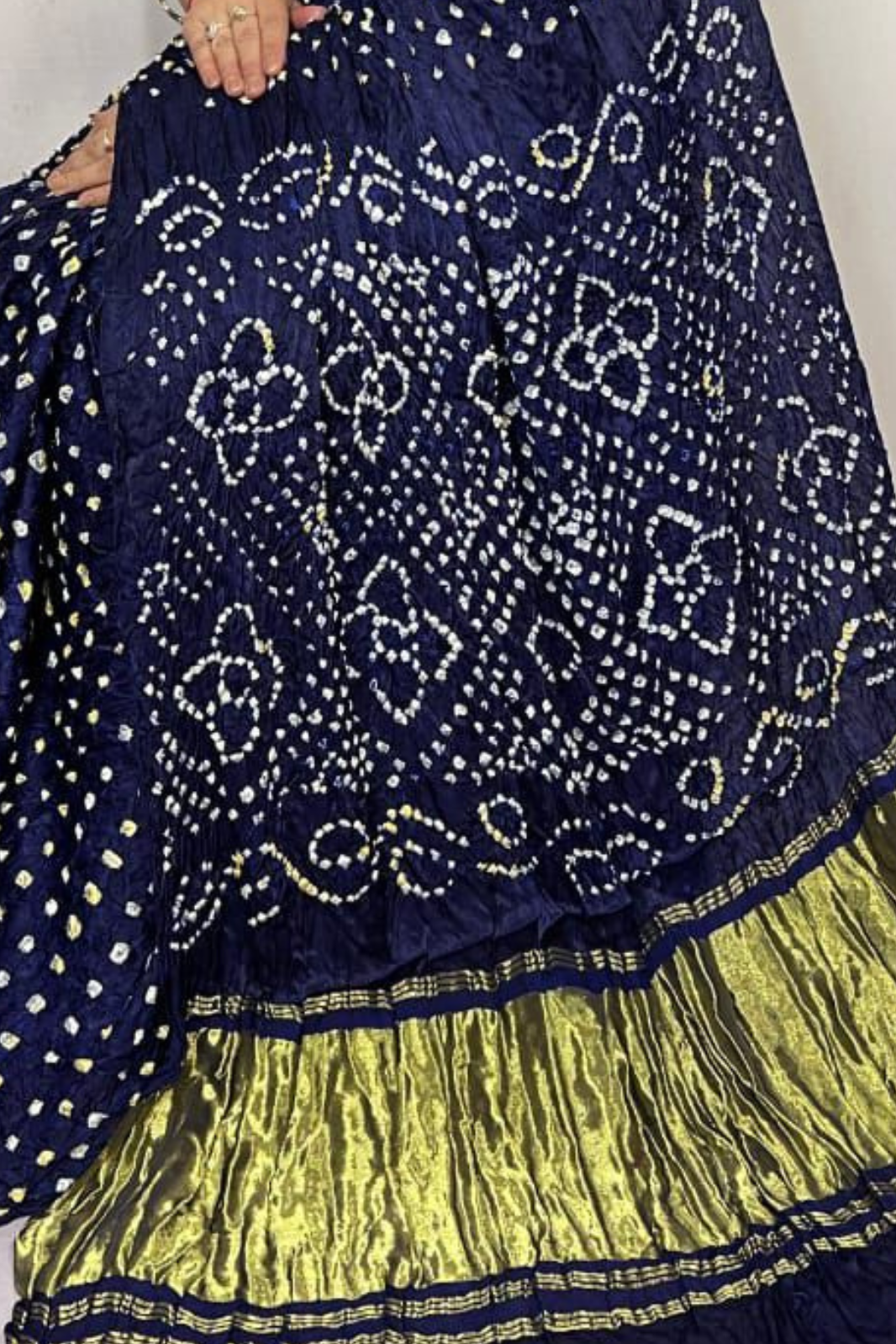 Midnight Blue Bandhani Modal Silk Saree