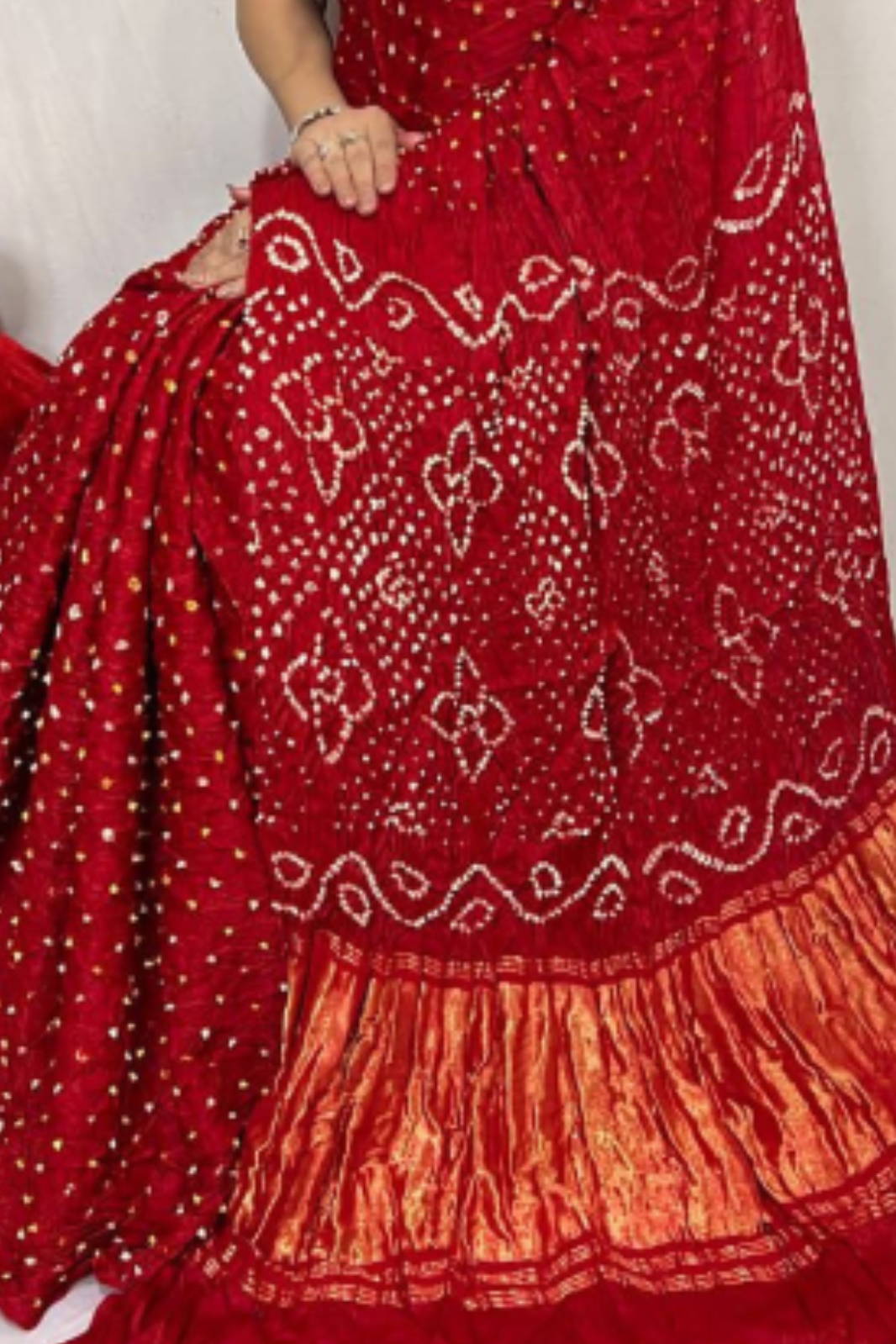 Sindoori Red Bandhani Modal Silk Saree