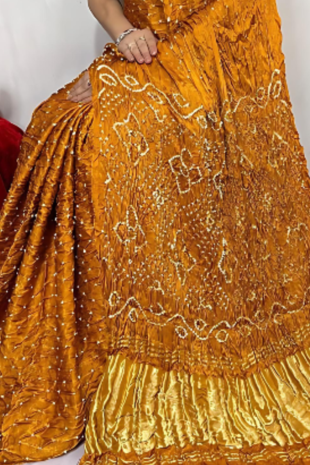 Mustard Yellow Bandhani Modal Silk Saree