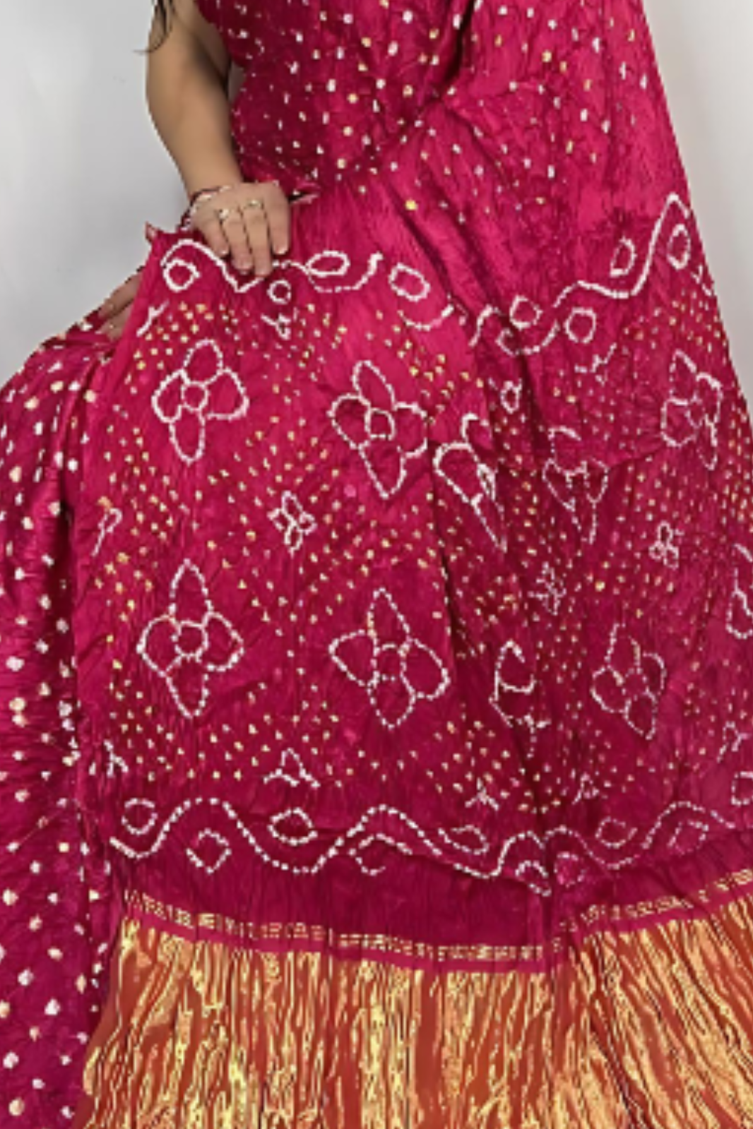 Dazzling Pink Bandhani Modal Silk Saree