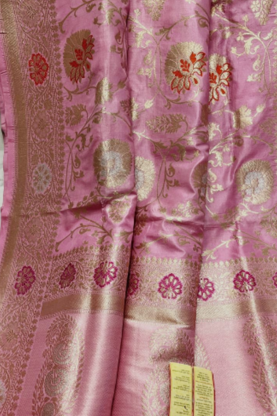 Dark Baby Jaal Jangla Saree With Intricate Zari Weaving