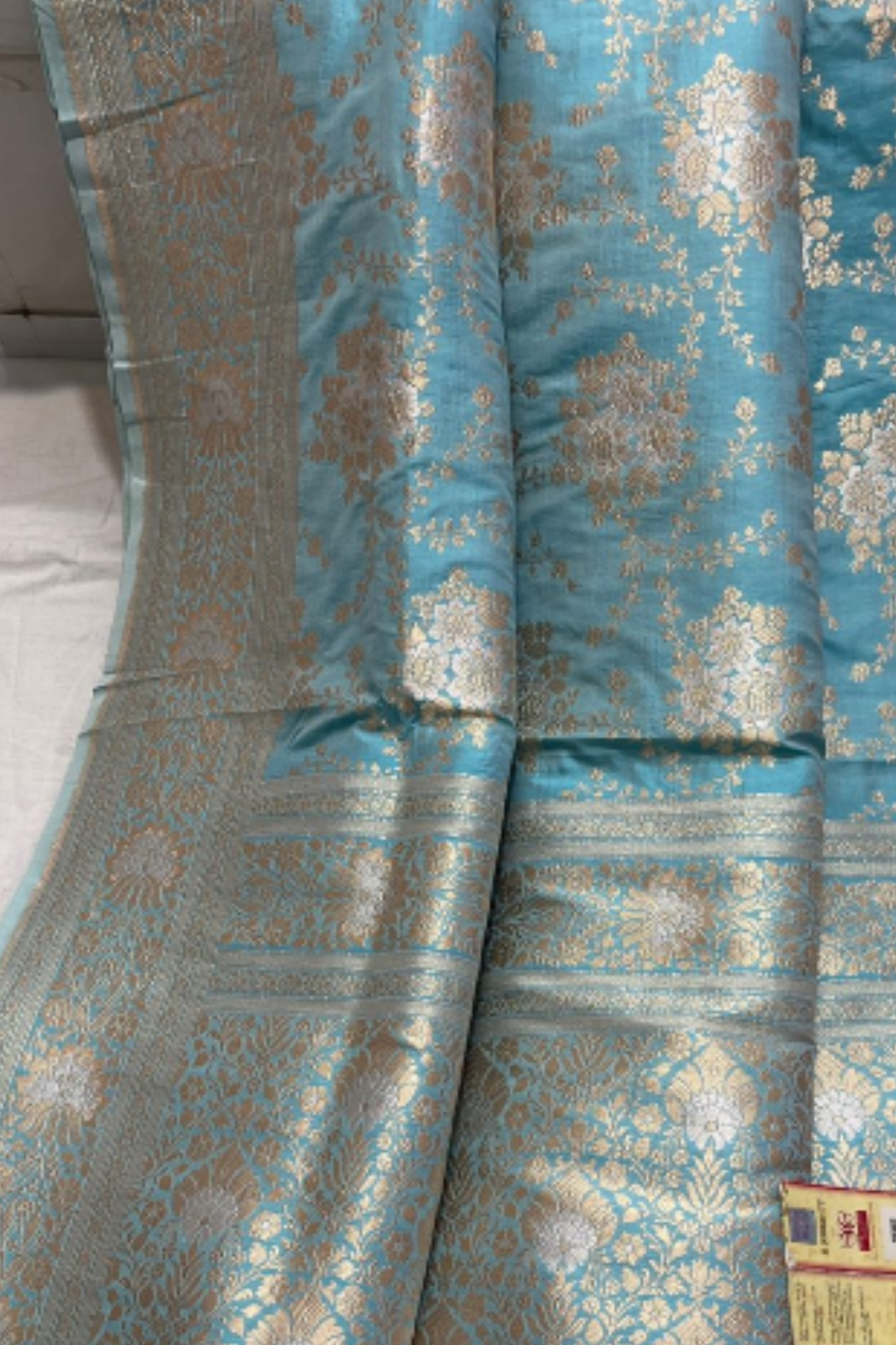 Sky Blue Banarasi  Jaal Jangla Saree With Intricate Zari Weaving