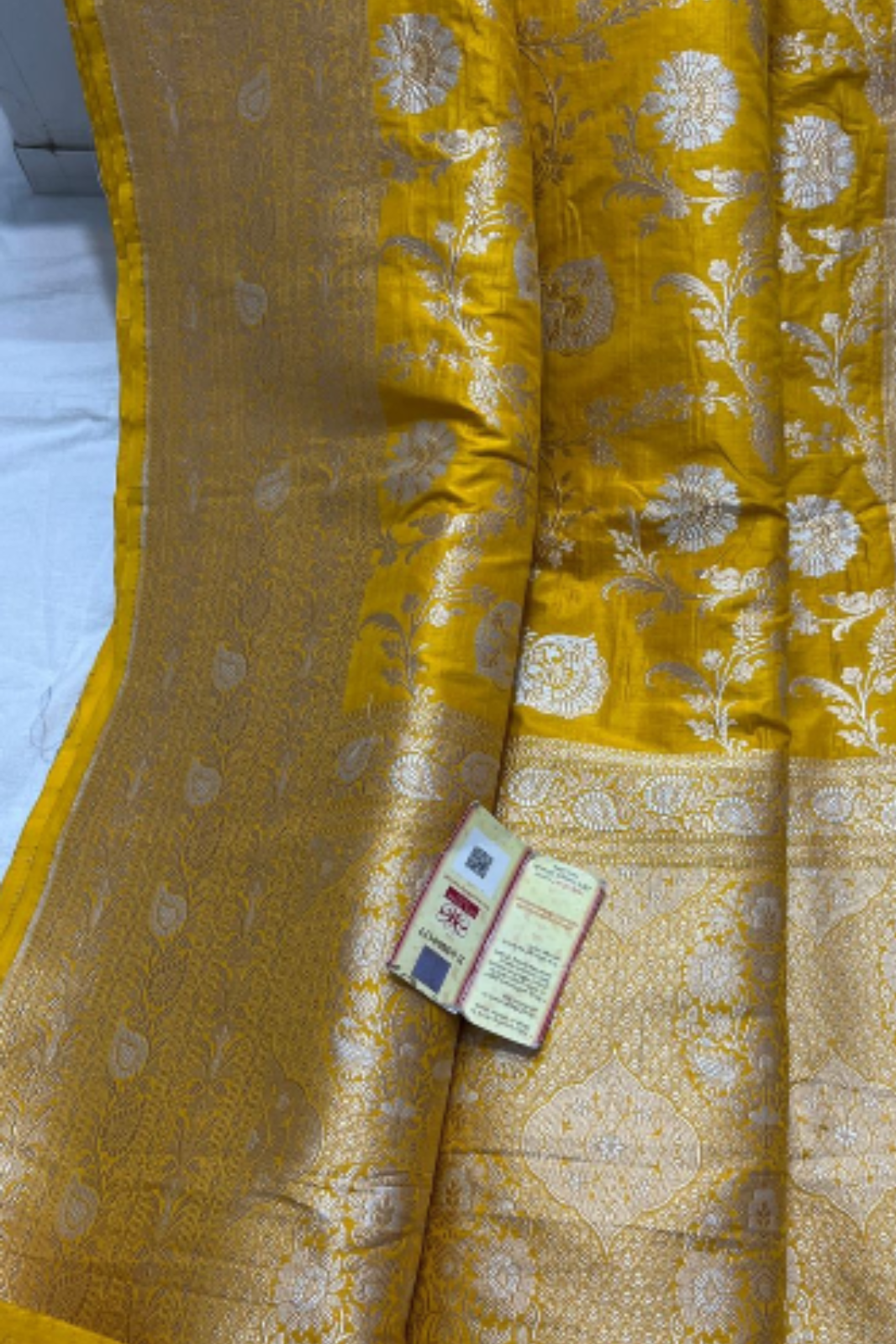 Haldi Yellow Banarasi Jaal Jangla Saree