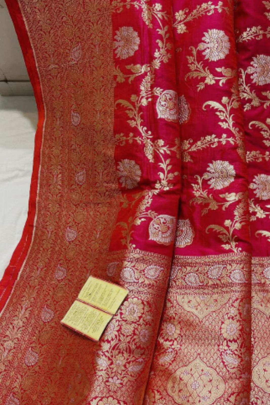 Ruby Red Banarasi Jaal Jangla Saree