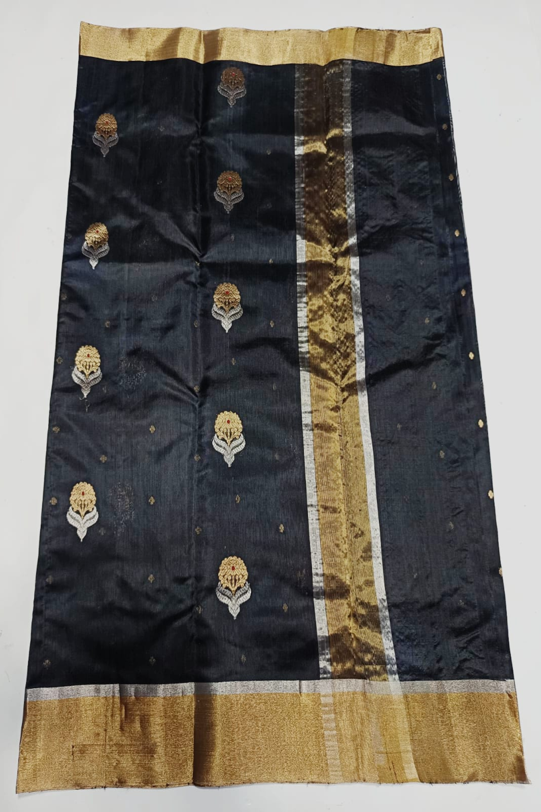 Black Resham Chanderi Silk Saree