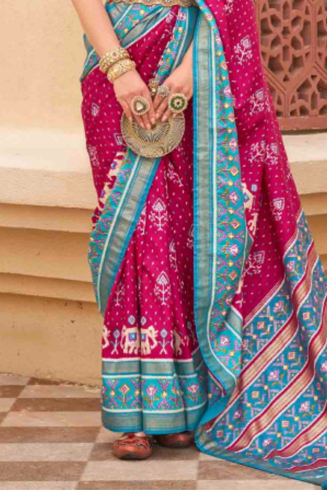 Ruby Pink Patola Saree